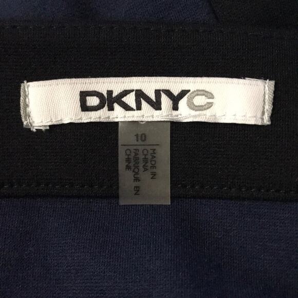 DKNY Navy Blue Black Color Block Mod Classic Side Zip Pencil Skirt 10 - Picture 6 of 8
